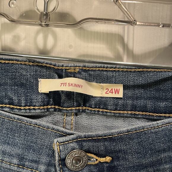 Levis 711 Skinny Ankle Mid Rise Blue Jeans 24W Inseam 27.5" Stretch New - Picture 3 of 7